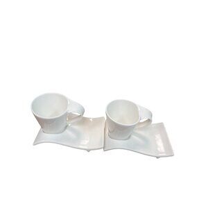 Artisano Designs 4 piece expresso White Porcelain Coffee Cups & Saucers SKU 9157